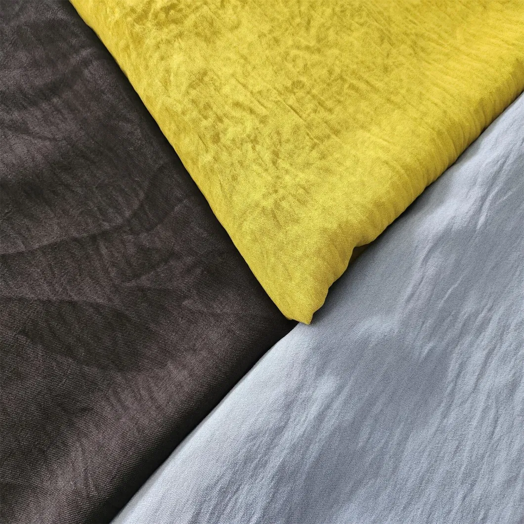 100% Polyester Fabric 180d Cey Air Flow Dyed Ironless Crinkle Plain Weave Crepe Fabric