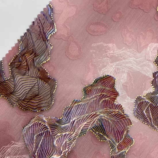 Мусульманский китайский поставщик Цветочный дизайн Обычная 100% полиэстер Изготовленная на заказ чистая шифоновая ткань с принтом Жаккардовая ткань